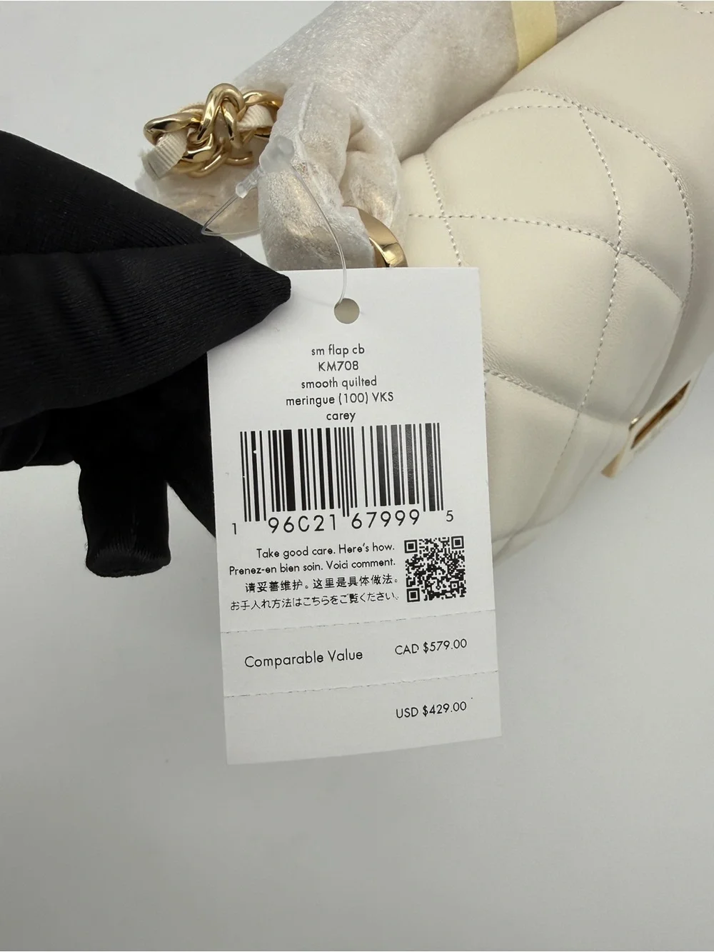 Kate Spade Carey Quilted Small Flap Crossbody Meringue
